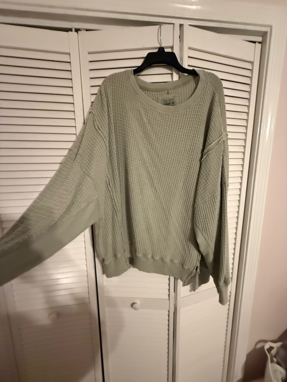 American Eagle Outfitters Sage Green Waffle Knit Pullover